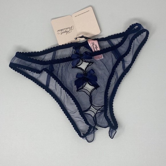 Agent Provocateur Lorna Navy Black Ouvert Brief AP2 Small NWT